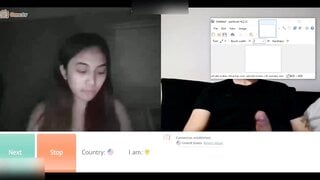 shy asian shows tongue for cum