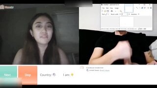 shy asian shows tongue for cum