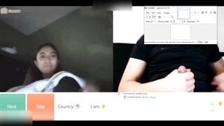 shy asian shows tongue for cum