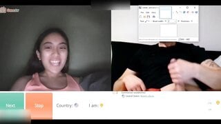 shy asian shows tongue for cum
