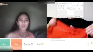 shy asian shows tongue for cum