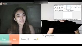 shy asian shows tongue for cum