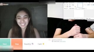 shy asian shows tongue for cum