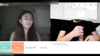 shy asian shows tongue for cum
