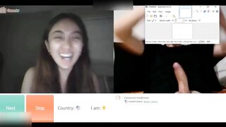 shy asian shows tongue for cum