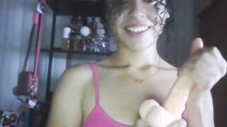 hot body beauty strokes dildo and cums