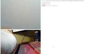 18 year old teen plays on omegle until titty fucking dildo for stranger