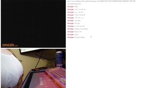18 year old teen plays on omegle until titty fucking dildo for stranger