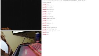 18 year old teen plays on omegle until titty fucking dildo for stranger