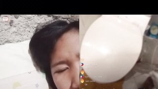 Cute asian flashes for dick