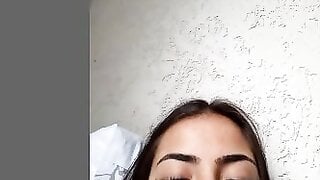 Huge tits girl plays in shower