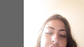 Huge tits girl plays in shower