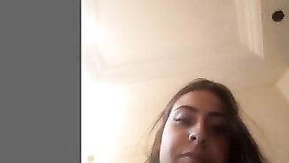Huge tits girl plays in shower