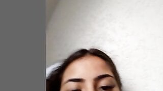 Huge tits girl plays in shower