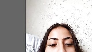 Huge tits girl plays in shower
