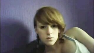 redhead teen shows boobs