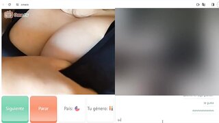 Chilean licks her big tits on ometv