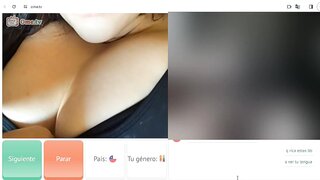 Chilean licks her big tits on ometv
