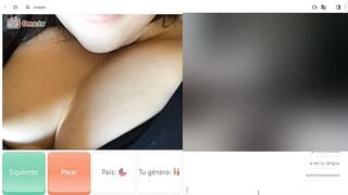 Chilean licks her big tits on ometv