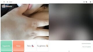 Chilean licks her big tits on ometv