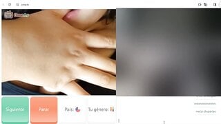 Chilean licks her big tits on ometv
