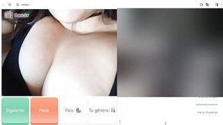 Chilean licks her big tits on ometv