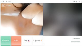 Chilean licks her big tits on ometv