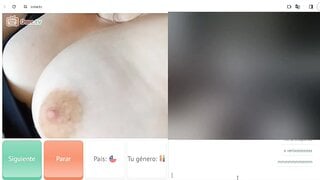 Chilean licks her big tits on ometv