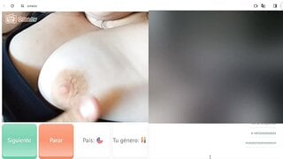 Chilean licks her big tits on ometv