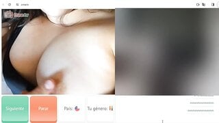 Chilean licks her big tits on ometv