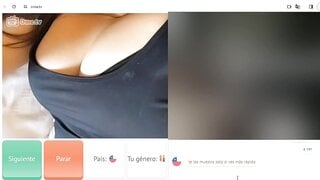 Chilean licks her big tits on ometv