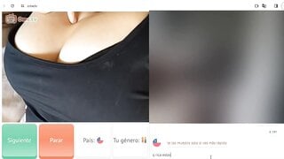 Chilean licks her big tits on ometv