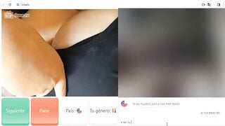 Chilean licks her big tits on ometv