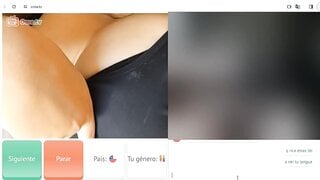 Chilean licks her big tits on ometv