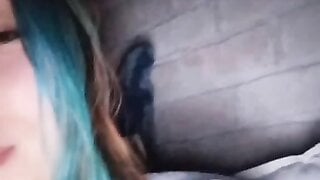 Blue haired 20 years old Ukrainian girl flashes