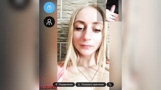 Busty girl's reaction to self-sucking