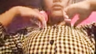 Asian teen teases