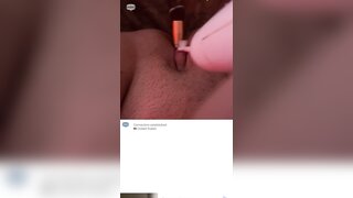 Girl masturbates with make up brush and toothbrush