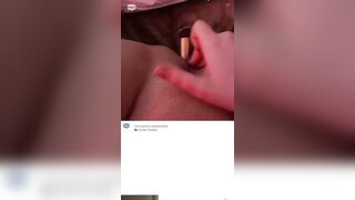 Girl masturbates with make up brush and toothbrush