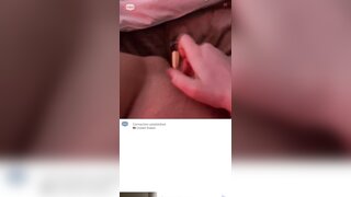 Girl masturbates with make up brush and toothbrush