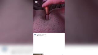 Girl masturbates with make up brush and toothbrush