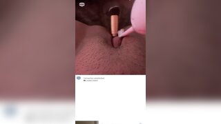 Girl masturbates with make up brush and toothbrush