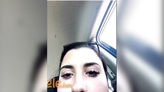 hot girl masturbates in her car