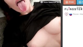 cute russian teen show perfect boobs and tongue