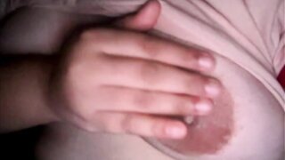Indian - Delhi girl plays with her pink nipples.