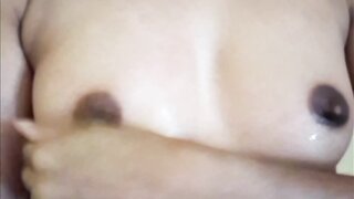 Indian - Karnataka girl spits on boobs and pussy.