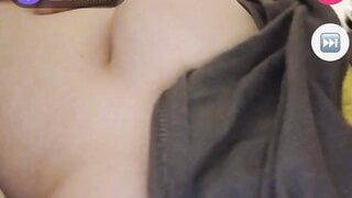 White girl flashes both tits on monkey app