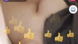 White girl flashes both tits on monkey app