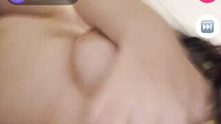 White girl flashes both tits on monkey app