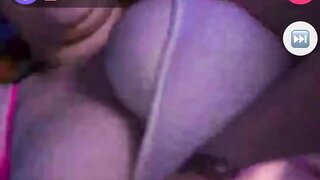 Chubby 18 year old quickly pops a tit out on monkey app